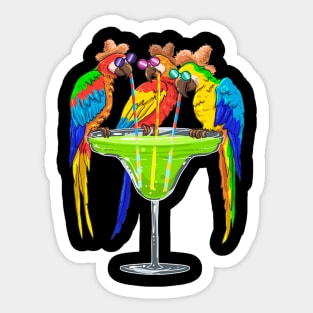 Parrots Drinking Margarita Hawaiian Vacation Birds Lovers Sticker